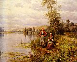Famous Afternoon Paintings - Country Women Fishing on a Summer Afternoon